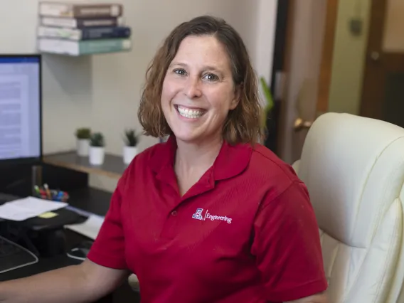 Erin Ratcliff at her desk at UArizona