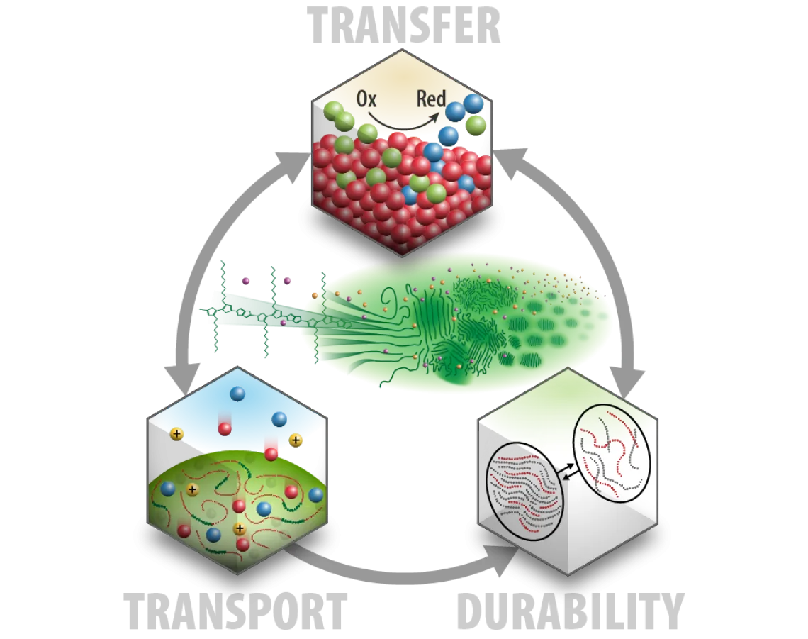 Thrusts diagram showing the relationship between Transfer, Transport, and Durability